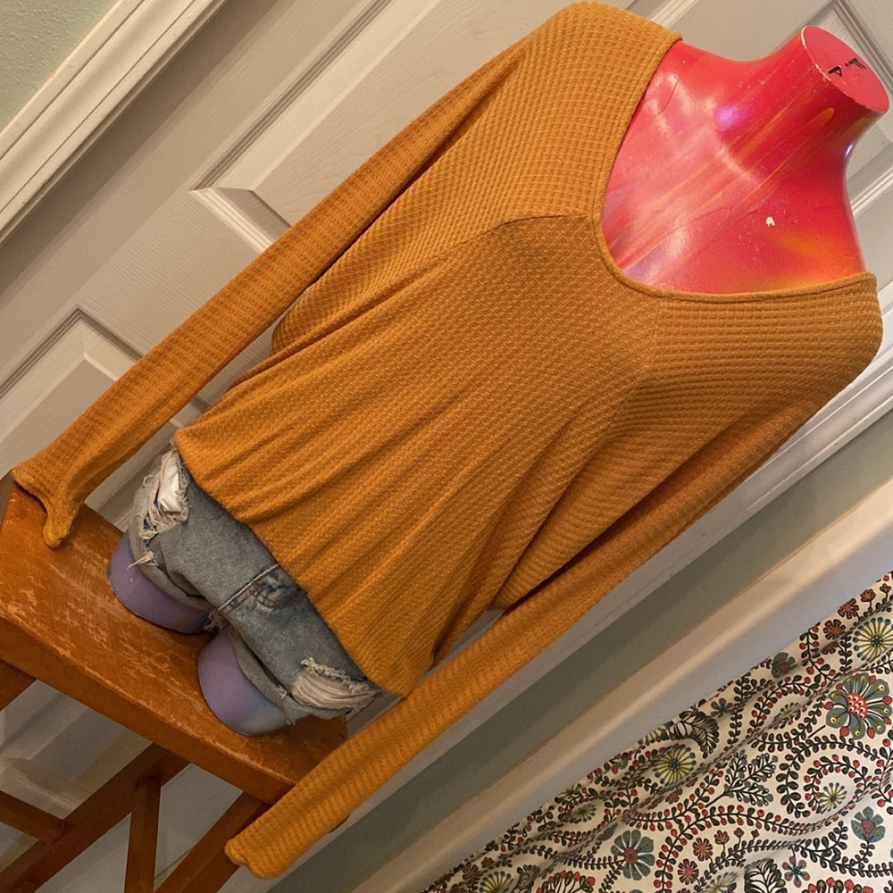 Anthropologie Mustard Yellow Knit Sweater